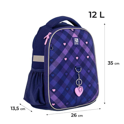 Шкільний набір Kite Check and Hearts SET_K24-555S-1 (рюкзак, пенал, сумка)