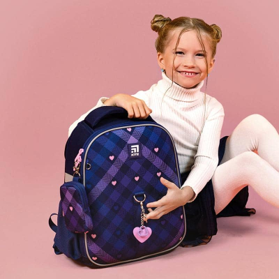 Рюкзак шкільний каркасний Kite Education Check and Hearts K24-555S-1