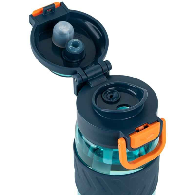 Пляшечка для води з трубочкою Kite K25-1234-3, 800 мл блакитно-помаранчева