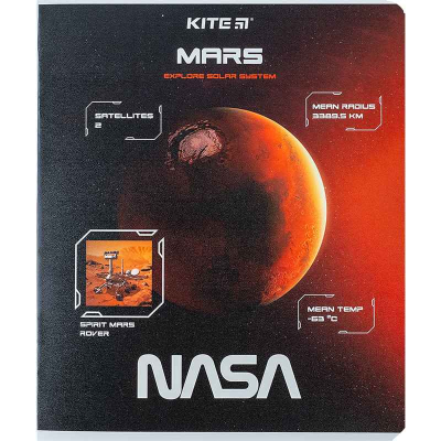 Тетрадь школьная Kite NASA NS24-238, 24 листа, клетка
