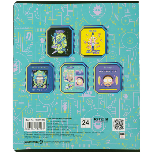 Зошит шкільний Kite Rick and Morty RM23-238, 24 аркуша, клітинка