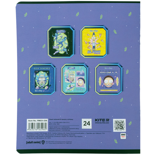 Зошит шкільний Kite Rick and Morty RM23-238, 24 аркуша, клітинка