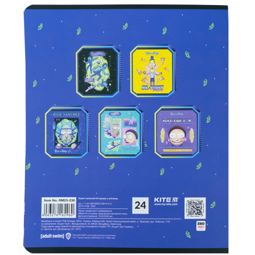 Зошит шкільний Kite Rick and Morty RM23-238, 24 аркуша, клітинка