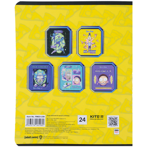 Зошит шкільний Kite Rick and Morty RM23-238, 24 аркуша, клітинка