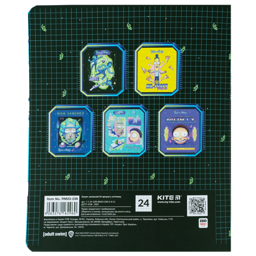 Зошит шкільний Kite Rick and Morty RM23-238, 24 аркуша, клітинка