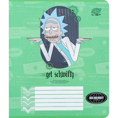 Тетрадь школьная Kite Rick and Morty RM24-236, 18 листов, клетка