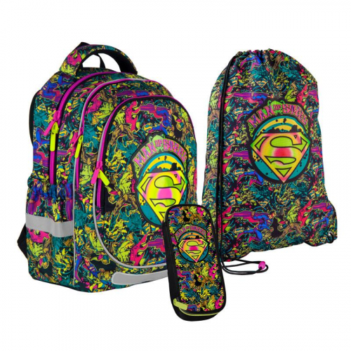 Шкільний Набір Рюкзак + Пенал + Сумка для взуття Kite Education DC comics SET_DC21-700M-2