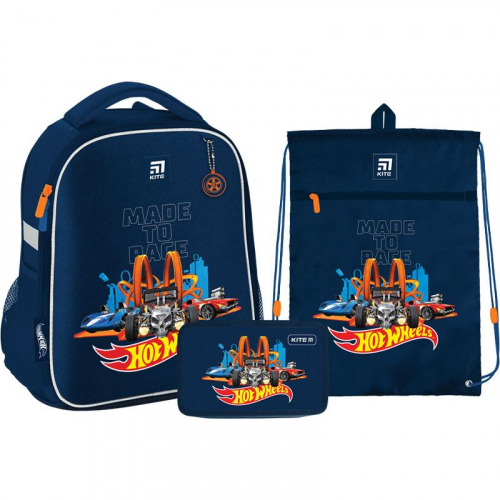Шкільний Набір Рюкзак + Пенал + Сумка для взуття Kite Education Hot Wheels SET_HW22-555S