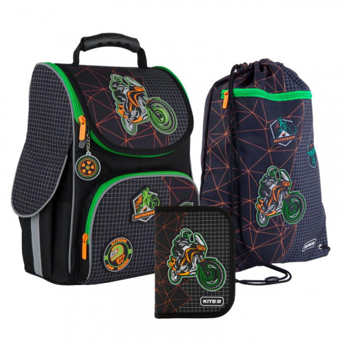 Шкільний Набір Рюкзак + Пенал + Сумка для взуття Kite Education Motocross SET_K21-501S-2