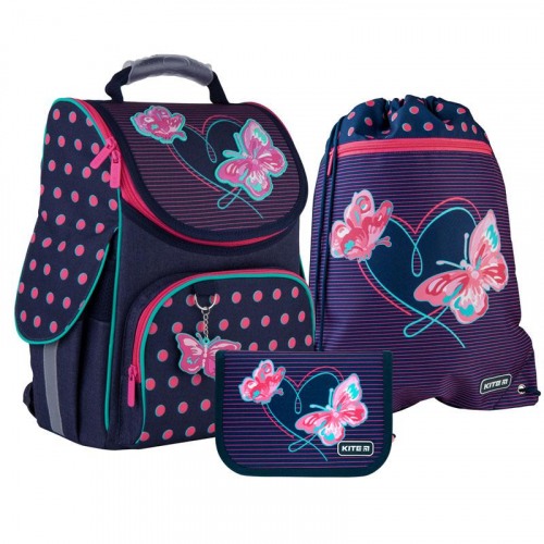 Шкільний Набір Рюкзак + Пенал + Сумка для взуття Kite Education Butterflies SET_K21-501S-3