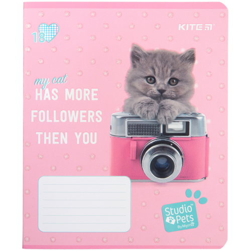 Зошит шкільний Kite Studio Pets SP23-236, 18 аркушів, клітинка