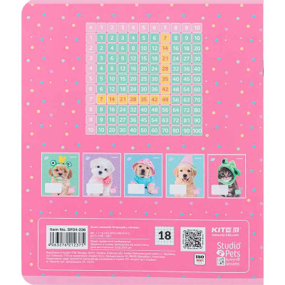 Зошит шкільний Kite Studio Pets SP24-236, 18 аркушів, клітинка