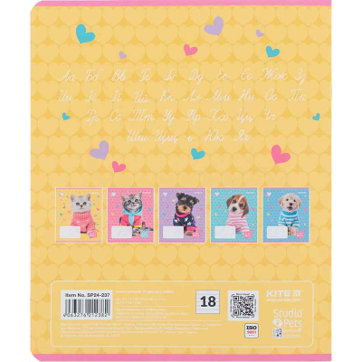 Зошит шкільний Kite Studio Pets SP24-237, 18 аркушів, лінія