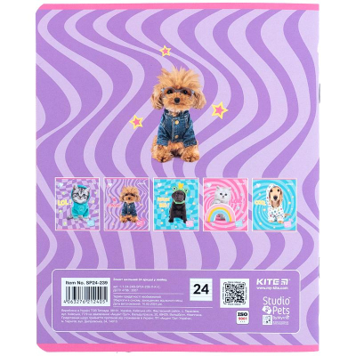 Зошит шкільний Kite Studio Pets SP24-239, 24 аркуша, лінія