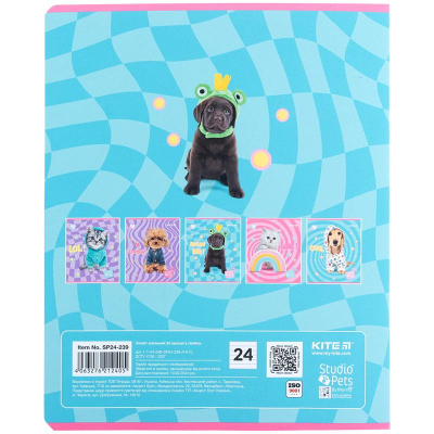Зошит шкільний Kite Studio Pets SP24-239, 24 аркуша, лінія