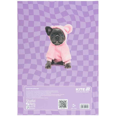 Щоденник шкільний Kite Studio Pets SP25-262-2, тверда обкладинка