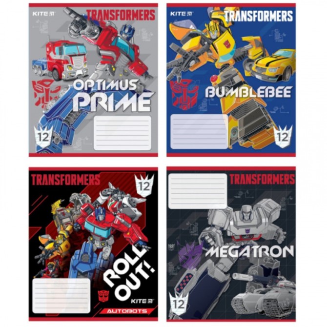 Зошит шкільний Kite Transformers TF20-235, 12 аркушів, коса лінія