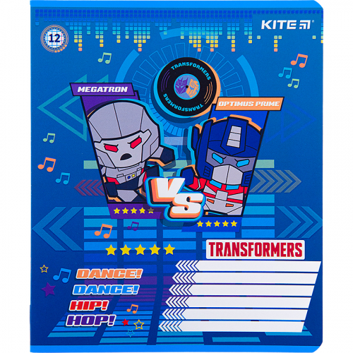 Зошит шкільний Kite Transformers TF22-232, 12 аркушів, клітинка