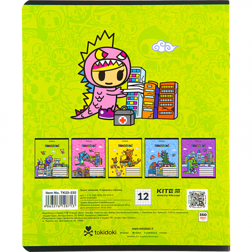 Зошит шкільний Kite tokidoki TK22-232, 12 аркушів, клітинка