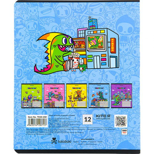 Зошит шкільний Kite tokidoki TK22-232, 12 аркушів, клітинка