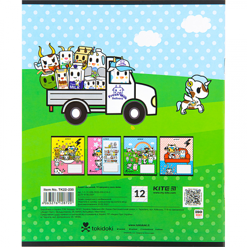 Зошит шкільний Kite tokidoki TK22-235, 12 аркушів, коса лінія