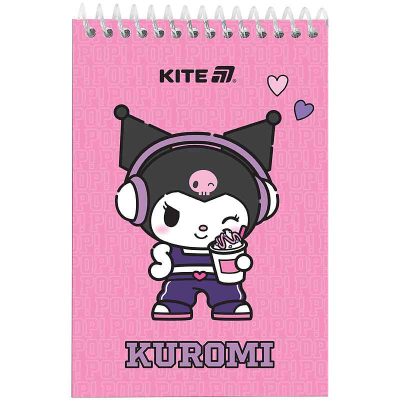 Блокнот на спіралі Kite Kuromi HK25-196-2, А6, 48 аркушів, нелінований