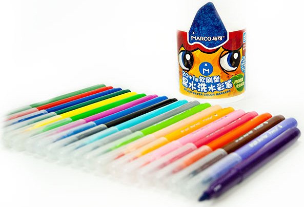 Фломастери-пензлики Marco Super Washable 1633-21PD в тубусі 21 колір