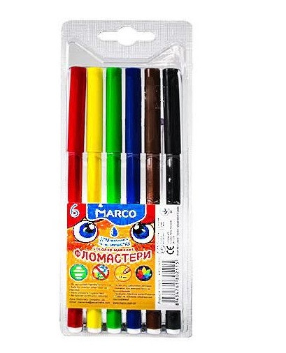 Фломастери Marco ULTRA Washable 1690-6, 6 кольорів