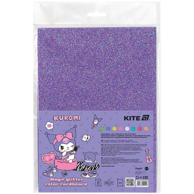 Картон кольоровий з чарівним гліттером Kite Kuromi HK24-423, А4