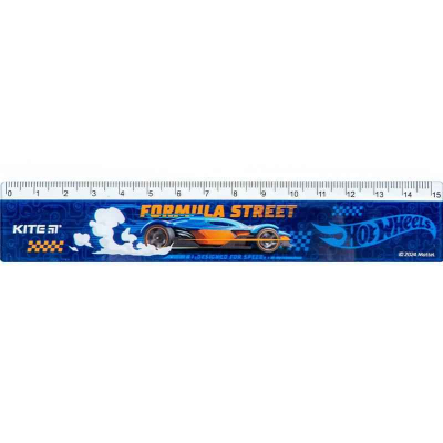 Лінійка пластикова Kite Hot Wheels HW24-090, 15 см
