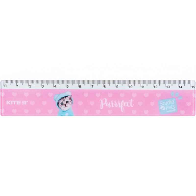 Лінійка пластикова Kite Studio Pets SP24-090, 15см