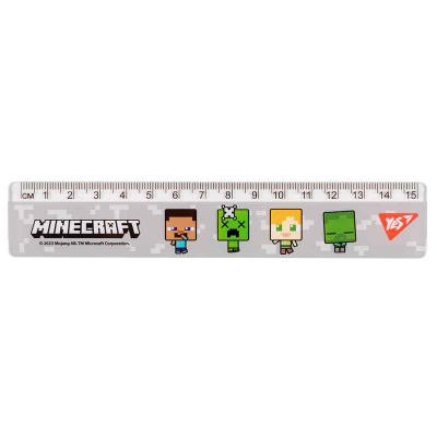 Лінійка Yes Minecraft 370653, 15 см сіра