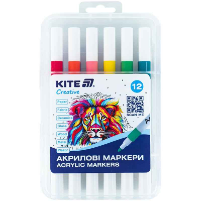 Маркери акрилові Kite Creative K-1156, набір 12 шт.