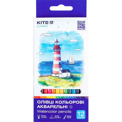 Олівці кольорові акварельні Kite Classic K-1049, 12 шт.