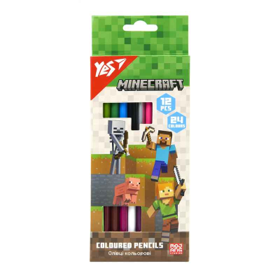 Олівці кольорові двосторонні Yes Minecraft 290763, 12/24 кол