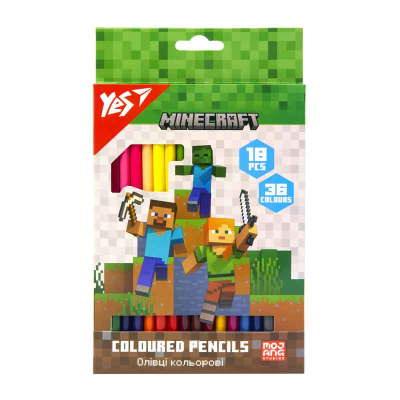 Олівці кольорові двосторонні Yes Minecraft 290768, 18/36 кол.
