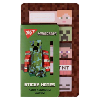 Папір з липким шаром YES Minecraft 170323, 100 аркушів (5х20)