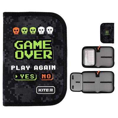 Пенал без наповнення Kite Game Over K24-621-2, 1 відділення, 1 відворот