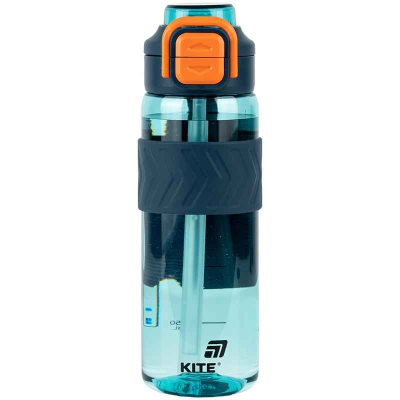 Пляшечка для води з трубочкою Kite K25-1234-3, 800 мл блакитно-помаранчева