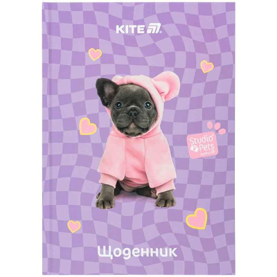 Щоденник шкільний Kite Studio Pets SP25-262-2, тверда обкладинка