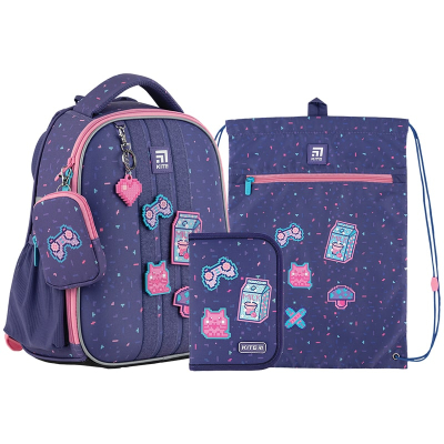 Шкільний набір Kite Pixel Love SET_K24-555S-3 (рюкзак, пенал, сумка)