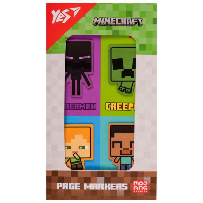 Закладки-стікери Yes Minecraft 170418, пластик 80 шт (4х20)