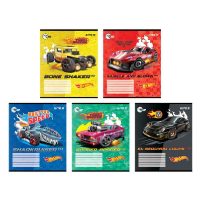 Зошит шкільний Kite Hot Wheels HW24-232, 12 аркушів, клітинка